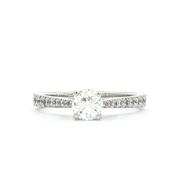 0.50ct F vs2 Round Cut Natural Diamond Solitaite With Diamond Shoulders Set In 18ct White Gold image
