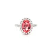 2.92ct Oval Imperial Topaz and Natural Diamond Cluster Ring in 18ct White Gold image