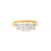 0.65ct E VS2 Three Stone Natural Diamond Ring in 18ct Yellow Gold image