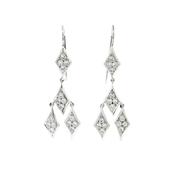 Natural Diamond Drop Marquise Shaped Earrings in 18ct White Gold image