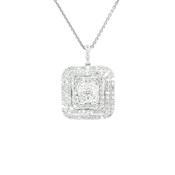 2.08ct Natural Brilliant-Cut &amp; Marquise Diamond Square Triple Halo Pendant in 18ct White Gold image