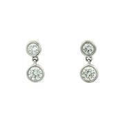1.05ct Two Stone Round Diamond Drop Earrings in 18ct White Gold image