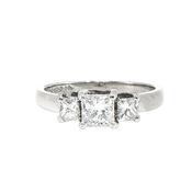 0.58ct Natural Diamond 3 Stone Princess Cut Ring Set in 18ct White Gold image