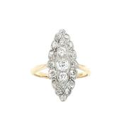 1.35ct Etw Marquise Shape Round Cut Diamond Cluster Ring Set In 18ct Gold image