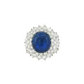 Rare Natural Burma Sapphire and Diamond Ring image