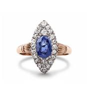 Antique Sapphire &amp; Diamond 9ct Marquise Cluster Ring image