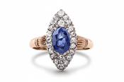 Antique Sapphire &amp; Diamond 9ct Marquise Cluster Ring image