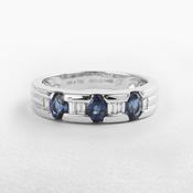 Baguette Diamond and Oval Sapphire Dress Ring