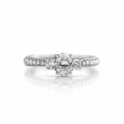 C0.50ct S0.30ct Natural Diamond Oval And Round Brilliant Three Stone Set In 18ct White Gold image