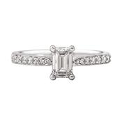 C0.68ct S0.14ct E vvs2 Natural Diamond Emerald Cut Solitaire With Diamond Shoulders Set In Platinum