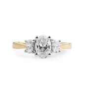 C0.70ct S0.50ct D vs1 Three Stone Natural Diamond Oval Ring in 18ct Yellow Gold image