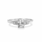 C0.73ct S0.11ct G si1 Cushion Cut Solitaire With Assher Side Diamonds Set In Platinum image