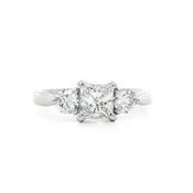 C0.75ct S0.38ct F vs1 Princess &amp; Round Natural Diamond Three Stone Ring Set In 18ct White Gold image