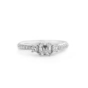 C0.80ct S0.30ct E vvs1 Asscher &amp; Princess Cut Diamond Three Stone Set In 18ct White Gold image