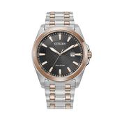 Citizen Gents Black Dial Eco-Drive Watch In Two Tone Stainless Steel image