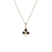 Connemara Marble Shamrock Pendant &amp; Chain In 10ct Yellow Gold image