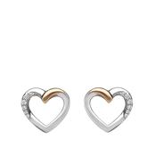 Cubic Zirconia &amp; Irish Rose Gold Heart Slider House of Lor Stud Earrings