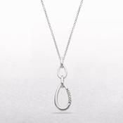Double Loop Pear Shape Natural Diamond Pendant in 9ct White Gold image