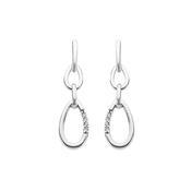 Double Oval Link Natural Diamond Set Drop Earrings in 9ct White Gold. image