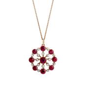 Edwardian Ruby &amp; Natural Diamond Cluster Pendant in 9ct Rose Gold