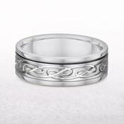 Embossed Celtic Knot Gents Wedding Band In 18ct White Gold - R