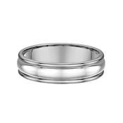 Gents 5mm Three Row Wedding Band In 18ct White Gold - R