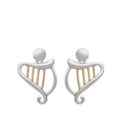Harp Sterling Silver &amp; Rose Gold House of Lor Earrings