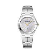 Herbelin Ladies Cap Camarat Round Mother of Pearl and Gold Baton Dial on Stainless Steel Bracelet image