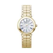Herblin Ladies Yellow Gold PVD Newport Round Slim Quartz Mother of Pearl Dial Watch image