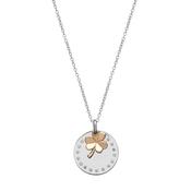 Irish Silver Cubic Zircona Disc &amp; Rose Shamrock House of Lor Pendant
