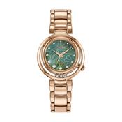 Ladies Citizen Eco-Drive Arcly Rose Gold Green Mother of Pearl Flower Dial &amp; Diamond image