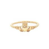 Ladies Claddagh Ring with Beaded Band in 10ct Yellow Gold - P image