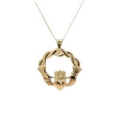 Large Claddagh with Twist Pendant on Chain Weighing 5.4g in 10ct Yellow Gold image