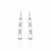 Natural Diamond 0.04ct Bar Link Earrings in 9ct White Gold image