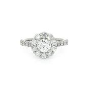 Platinum 0.50ct Round Brilliant-Cut Halo Cluster Ring image