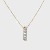 0.11ct Natural Diamond Cuban Link Drop Pendant in 9ct Gold image