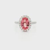 2.92ct Oval Imperial Topaz and Natural Diamond Cluster Ring in 18ct White Gold image