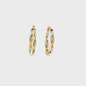 Two Tone Twist Hoop Earrings in 9ct White and Yellow Gold image