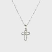 Open Cross and Natural Diamond Pendant in 18ct White Gold image