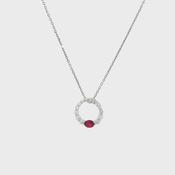 0.20ct Oval Cut Ruby and 0.32ct Natural Diamond Set Pendant in 18ct White Gold image