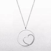 Round Shaped Natural Diamond Heart Pendant in 9ct White Gold image