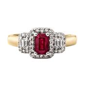 Ruby &amp; Diamond Three Stone Ring in 18ct Gold image