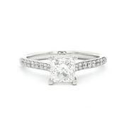 18ct White Gold Princess Cut Natural Diamond Solitaire Ring with Natural Diamond Shoulders image