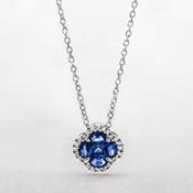 Sapphire and Diamond Cluster Multistone Pendant in 18ct White Gold image
