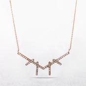 Silver Rose Gold Plated Cubic Zirconia Bar Pendant