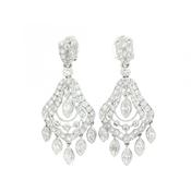 Vintage Natural Diamond Art Deco style Chandelier Earrings in 14ct White Gold