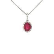 Oval Ruby &amp; Natural Diamond Pendant