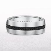 0.34ct 7mm Gents Satin Finish Round Cut Black Natural Diamond Band In 9ct White Gold image