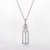 0.40ct Natural Diamond Long Rectangle Shape Pendant in 18ct White Gold image