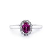 0.43ct Oval Pink Tourmaline &amp; 0.12ct Natural Diamond Halo With Diamond Shoulder in 18ct White Gold image